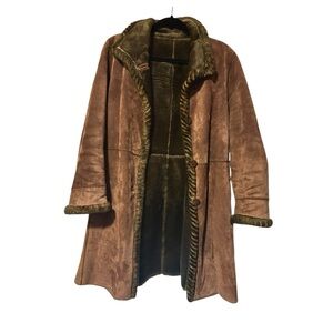 Vintage LNR for Nordstrom Brown Leather Size PM Faux Fur Coat